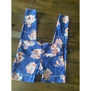 Seafolly Blue Floral Leggings Size Small full length athleisure workout run